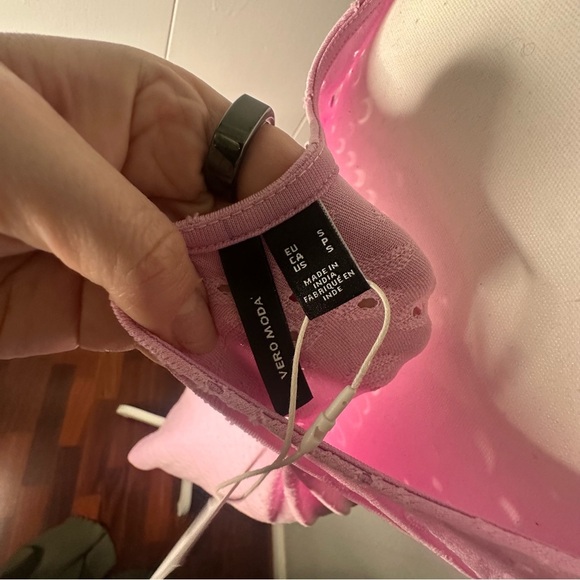 Vero Moda Pink Eyelet Midi Beach Dress NWT Size Small Balletcore - Picture 7 of 8